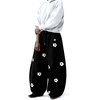 image:imageAelfric Eden Baggy Wide Leg Sweatpants Flower Embroidery Casual Y2K Elastic Drawstring Lantern Barrel Lounge Trouser PantsBlack