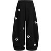 image:imageAelfric Eden Baggy Wide Leg Sweatpants Flower Embroidery Casual Y2K Elastic Drawstring Lantern Barrel Lounge Trouser PantsBlack