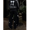 image:imageAelfric Eden Baggy Wide Leg Sweatpants Flower Embroidery Casual Y2K Elastic Drawstring Lantern Barrel Lounge Trouser PantsBlack