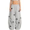image:imageAelfric Eden Baggy Wide Leg Sweatpants Flower Embroidery Casual Y2K Elastic Drawstring Lantern Barrel Lounge Trouser PantsGrey