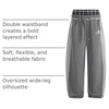 image:imageAelfric Eden Baggy Wide Leg Sweatpants for Women Men Double Elastic Waisted Streetwear Y2K Casual Trouser with PocketsDark Grey