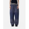 image:imageAelfric Eden Double Waist Washed Baggy Sweatpants Loose Wide Leg Plaid Patchwork Casual Pants with PocketsDark Blue