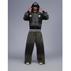 image:imageAelfric Eden Double Waist Washed Baggy Sweatpants Loose Wide Leg Plaid Patchwork Casual Pants with PocketsDark Grey