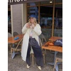 image:imageAelfric Eden Double Waist Washed Baggy Sweatpants Loose Wide Leg Plaid Patchwork Casual Pants with PocketsDark Grey