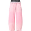 image:imageAelfric Eden Double Waist Washed Baggy Sweatpants Loose Wide Leg Plaid Patchwork Casual Pants with PocketsPink