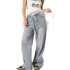 image:imageAelfric Eden Womens Rhinestone Jeans Y2K Wide Leg Pants Unisex Loose Oversized Trousers Casual Baggy Streetwear Denim PantsBlue