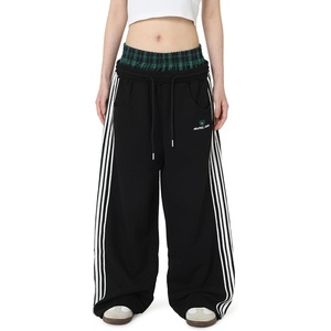 image:imageAelfric Eden Baggy Wide Leg Sweatpants for Women Men Double Elastic Waisted Streetwear Y2K Casual Trouser with PocketsBlack