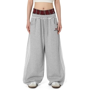 image:imageAelfric Eden Baggy Wide Leg Sweatpants for Women Men Double Elastic Waisted Streetwear Y2K Casual Trouser with PocketsGrey