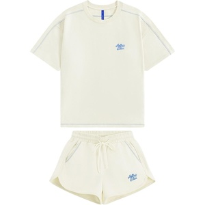 image:imageAelfric Eden Cloud Oversized Sweat Set for women 2 Piece Shorts Sets 2026 Summer Casual Loose Short Sleeve MatchingApricot