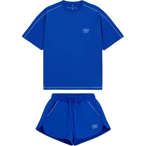image:imageAelfric Eden Cloud Oversized Sweat Set for women 2 Piece Shorts Sets 2026 Summer Casual Loose Short Sleeve MatchingBlue