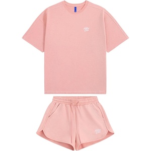 image:imageAelfric Eden Cloud Oversized Sweat Set for women 2 Piece Shorts Sets 2026 Summer Casual Loose Short Sleeve MatchingPink