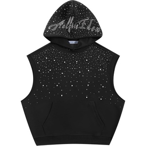 image:imageAelfric Eden Rhinestone Sleeveless Hoodie Women Men Hooded Tank Top Summer Vest Tops Casual Streetwear ClothesBlack